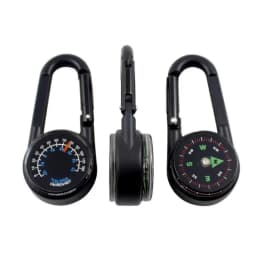 ZHUOHUA 1Pc Compass Thermometer Carabiner 3 in 1 Mini Compass Carabiner Clip Outdoor Hiking Survival Key Ring Double Sided Metal