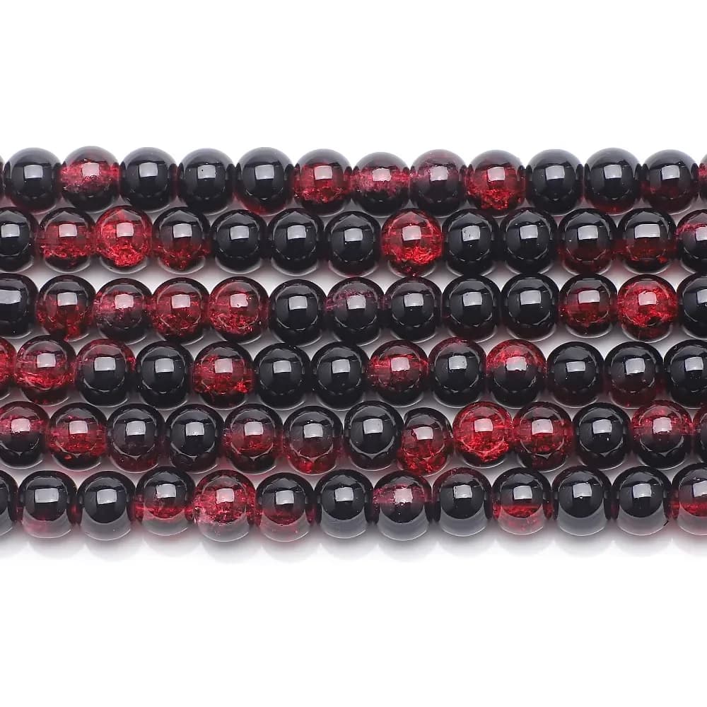 Burst Beads Floral Bead Crystal Glass 8mm100Pcs Two-color Diy Jewelry Accessories Black And Red Christmas Gift Making Materials