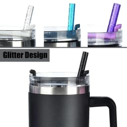 10 Pack Replacement Straws for Stanley 40 oz 30 oz Tumbler 12 in Long Reusable Plastic Glitter Plus 2 Cleaning Brush for Straw