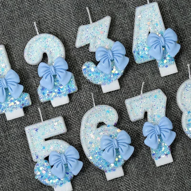 Bow Birthday Candles Number Candle Cake Candle Decoration Baby Shower Party Cake Topper Decor Anniversary Decor