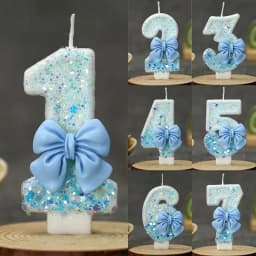 Bow Birthday Candles Number Candle Cake Candle Decoration Baby Shower Party Cake Topper Decor Anniversary Decor