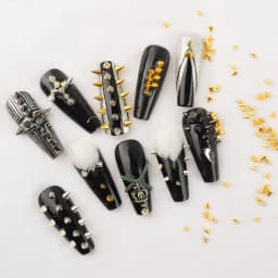 300Pcs/Box Nail Art Punk Charms Cone Metalic Spike Studs Sliver Black Gold Nail Art Tiny Stick Alloy Rivet Studs Decoration DIY