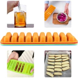 Long Strip Silicone Mold 10 Cavity Finger Shaped Chocolate Rectangular Cereal Chocolate Bar Cookie Ice Cube Trays Baking Tools