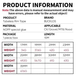 BUCKLOS Bike Tubeless Tape MTB Tubeless Tire Liner Bicycle Rim Strip Wear-Resistant Wheel RimTape 17/19/21/23/25/28/30/32/35mm