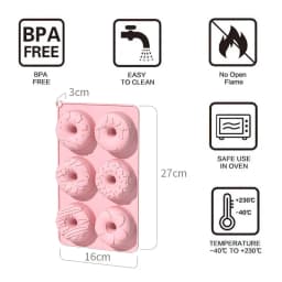 Silicone Mini Donut Cake Pan 6-Cavity Silicone Fluted Tube Cake Pans Non-Stick Silicone Molds for Jelly Doughnut Donut Bread