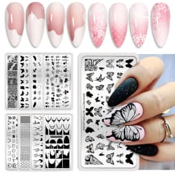 BORN PRETTY Bridal Lace Nail Art Templates Butterfly Flower Leaves Geometry Stamping Plates DIY Image Printing Stencil Tools
