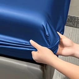 1 Simple Modern Satin Solid Color Fitted Sheet, Solid Color Ice Silk Bedspread For Bedroom, Bedding (Excluding Pillowcases)