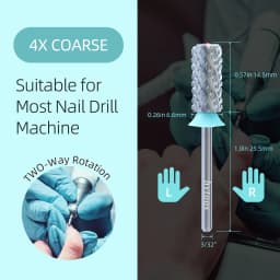 HYTOOS 4XC Carbide Acrylic Nail Drill Bits Chrome Crystal Top Large Barrel Nail Bit Remove Hard Gel Nail Tech Tool