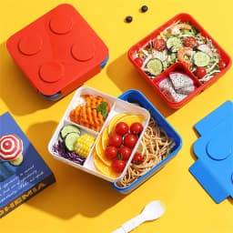JUSTINLAU Portable Sealed Lunch Box Color Building Blocks Splicing Children's Student Bento Box Fruit Salad Storage Container