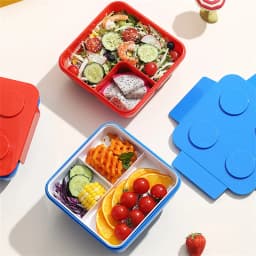 JUSTINLAU Portable Sealed Lunch Box Color Building Blocks Splicing Children's Student Bento Box Fruit Salad Storage Container