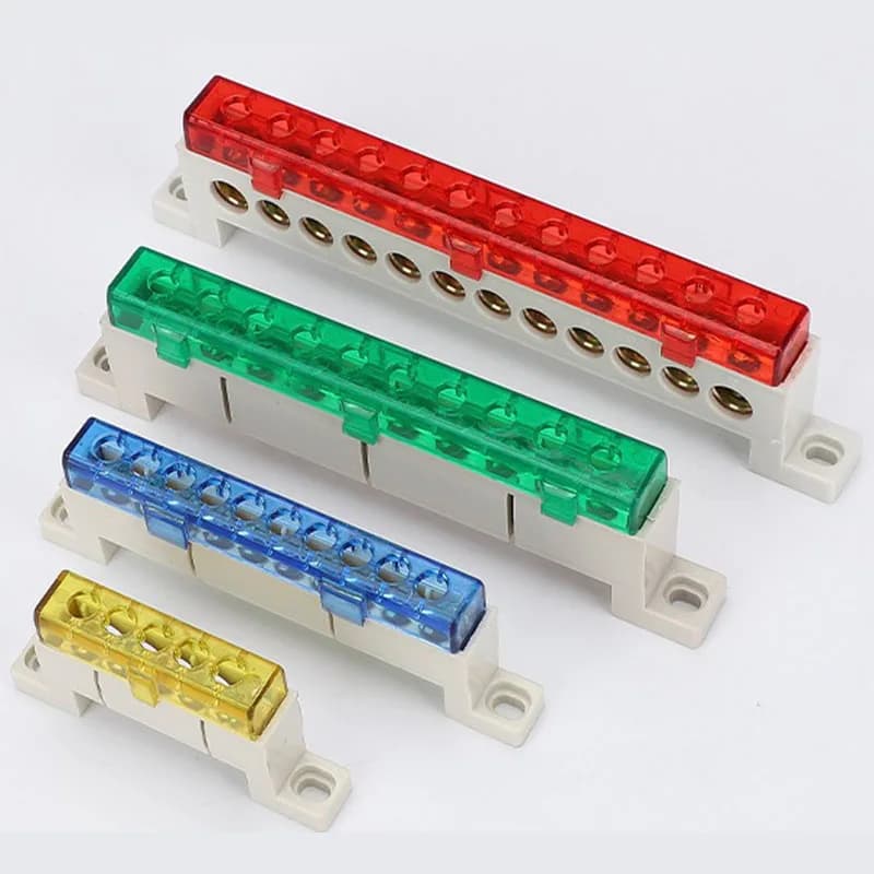 Zero Wire Terminal 3/4/5/6/7/10-Hole Distribution Box Terminal Block Dustproof Ground Copper Bar Bridge Type Busbar With Cover