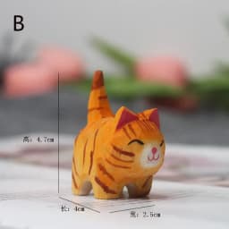 Handmade Wood Carving Kitten Ornaments Small Animal Creative Desktop Wood Cat Decoration Crafts