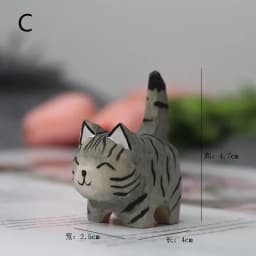 Handmade Wood Carving Kitten Ornaments Small Animal Creative Desktop Wood Cat Decoration Crafts