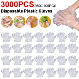 3000-100pcs Disposable Gloves Plastic Gloves Transparent Kitchen Bathroom Cleaning Gloves For DIY Cooking Kitchen Accessories