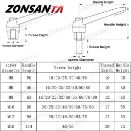 1pcs M4 M5 M6 M8 M10 M12 M16 Clamping Lever Machinery Adjustable Handle Locking External Male Thread Knob Handle Screws Bolt