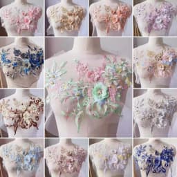 3D Embroidered Sewing On Patches For Clothing Flower Lace Patch Wedding Party Gown Bridal Dress Fabric Appliques DIY Repair