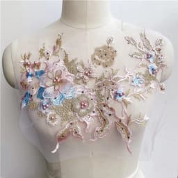 3D Embroidered Sewing On Patches For Clothing Flower Lace Patch Wedding Party Gown Bridal Dress Fabric Appliques DIY Repair
