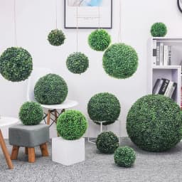 10-48cm Artificial Green Plant Grass Ball Simulated Boxwood Decorative Ball Balcony Courtyard Garden Wedding Home Decoration