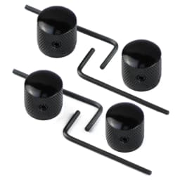 FLEOR 4pcs Metal Knobs Guitar Bass Control Knobs Potentiometer Caps Dome Top with Wrench,Chrome/Black