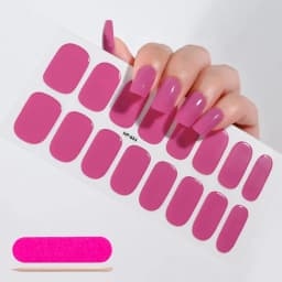16Tips Semi-Cured Gel Nail Sticker Pure Color UV/LED Lamp Gel Nail Polish Wraps Long-Lasting Full Cover Gel Sticker Nail Decor##