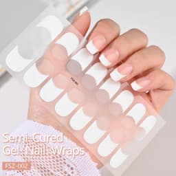 16Tips Semi-Cured Gel Nail Sticker Pure Color UV/LED Lamp Gel Nail Polish Wraps Long-Lasting Full Cover Gel Sticker Nail Decor##