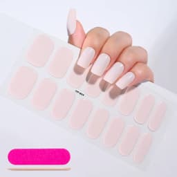 16Tips Semi-Cured Gel Nail Sticker Pure Color UV/LED Lamp Gel Nail Polish Wraps Long-Lasting Full Cover Gel Sticker Nail Decor##
