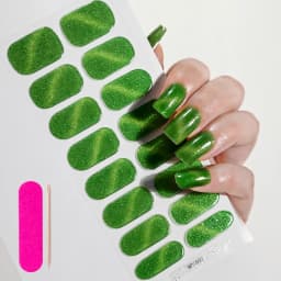 16Tips Semi-Cured Gel Nail Sticker Pure Color UV/LED Lamp Gel Nail Polish Wraps Long-Lasting Full Cover Gel Sticker Nail Decor##
