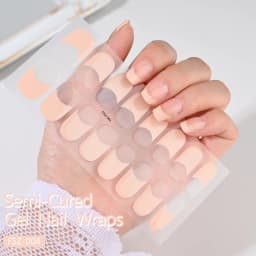 16Tips Semi-Cured Gel Nail Sticker Pure Color UV/LED Lamp Gel Nail Polish Wraps Long-Lasting Full Cover Gel Sticker Nail Decor##