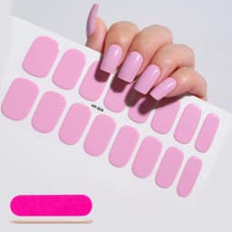 16Tips Semi-Cured Gel Nail Sticker Pure Color UV/LED Lamp Gel Nail Polish Wraps Long-Lasting Full Cover Gel Sticker Nail Decor##