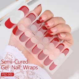 16Tips Semi-Cured Gel Nail Sticker Pure Color UV/LED Lamp Gel Nail Polish Wraps Long-Lasting Full Cover Gel Sticker Nail Decor##