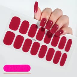 16Tips Semi-Cured Gel Nail Sticker Pure Color UV/LED Lamp Gel Nail Polish Wraps Long-Lasting Full Cover Gel Sticker Nail Decor##