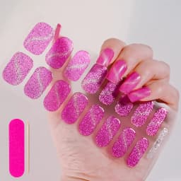 16Tips Semi-Cured Gel Nail Sticker Pure Color UV/LED Lamp Gel Nail Polish Wraps Long-Lasting Full Cover Gel Sticker Nail Decor##