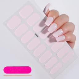16Tips Semi-Cured Gel Nail Sticker Pure Color UV/LED Lamp Gel Nail Polish Wraps Long-Lasting Full Cover Gel Sticker Nail Decor##