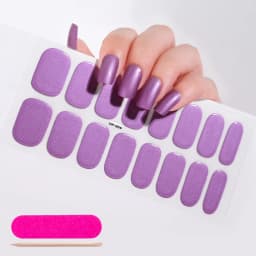 16Tips Semi-Cured Gel Nail Sticker Pure Color UV/LED Lamp Gel Nail Polish Wraps Long-Lasting Full Cover Gel Sticker Nail Decor##