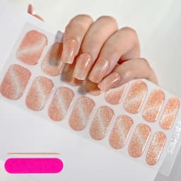 16Tips Semi-Cured Gel Nail Sticker Pure Color UV/LED Lamp Gel Nail Polish Wraps Long-Lasting Full Cover Gel Sticker Nail Decor##