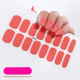 16Tips Semi-Cured Gel Nail Sticker Pure Color UV/LED Lamp Gel Nail Polish Wraps Long-Lasting Full Cover Gel Sticker Nail Decor##