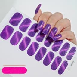 16Tips Semi-Cured Gel Nail Sticker Pure Color UV/LED Lamp Gel Nail Polish Wraps Long-Lasting Full Cover Gel Sticker Nail Decor##
