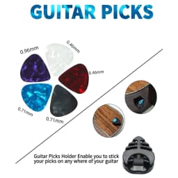 10pcs Guitar Strap for Electric Bass and Acoustic Guitars Include 5 Guitar Picks and 1 Hold and 2 Washers, Gift for Guitarists