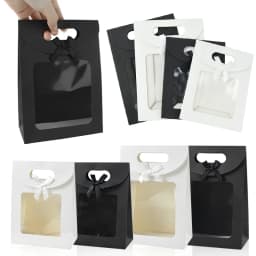 10/20pcs Kraft Paper Gift Box with Clear Window Wedding Favors Birthday Party Candy Snack Biscuit Packaging Bag Christmas Gift