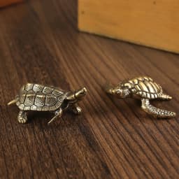 Pure Copper Turtle Statue Vintage Brass Tortoise Figurines Desktop Feng Shui Ornament Miniatures Antique Tea Pet Crafts Gifts