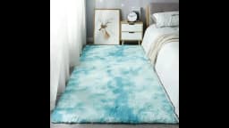 VIKAMA 1PC Silk Wool Rugs Children's Room Living Room Bedroom Tie-Dye Non-Slip Washable Machine Washable Carpet Mats