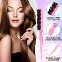 4-Piece Hair Styling Comb Set - Includes Rat Tail Edge Brush & Smooth Black Brush Barber Styling Tools for All Hair Types