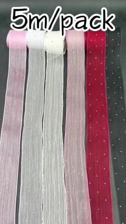 (5meters/pack)4CM Bubble Pleated Tape Diamond Mesh Organza Ribbon Hair Bow Material Gift Packaging Clothing Decoration DIY