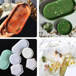 4pcs/Set Storage Tray Coaster Silicone Mold, Oval, Circular, Hexagonal Tray Silicone Mold, Used For Resin Gypsum Casting