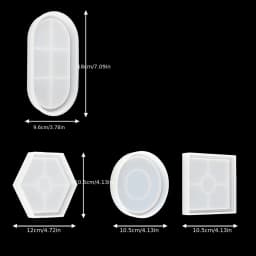 4pcs/Set Storage Tray Coaster Silicone Mold, Oval, Circular, Hexagonal Tray Silicone Mold, Used For Resin Gypsum Casting