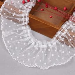 5CM Wide White Black 3D Pleated Mesh Fabric Polka Dot Embroidery Lace Ribbon Ruffle Trim Dolls Dress Collar DIY Sewing Supplies