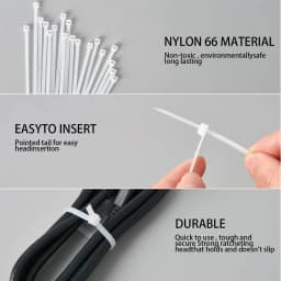 100Pcs Self-Locking Plastic Nylon Tie White Zip Wraps Strap Nylon Cable Tie Set 3x80/100/120/150/200 4x300 Fastening Ring Loop