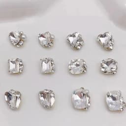 6 Grids Transparent Crystal Nail Pile Diamond Luxury Heart Square Nail Art Rhinestones Gems Sparkle Glass Nail Stones DIY Charms