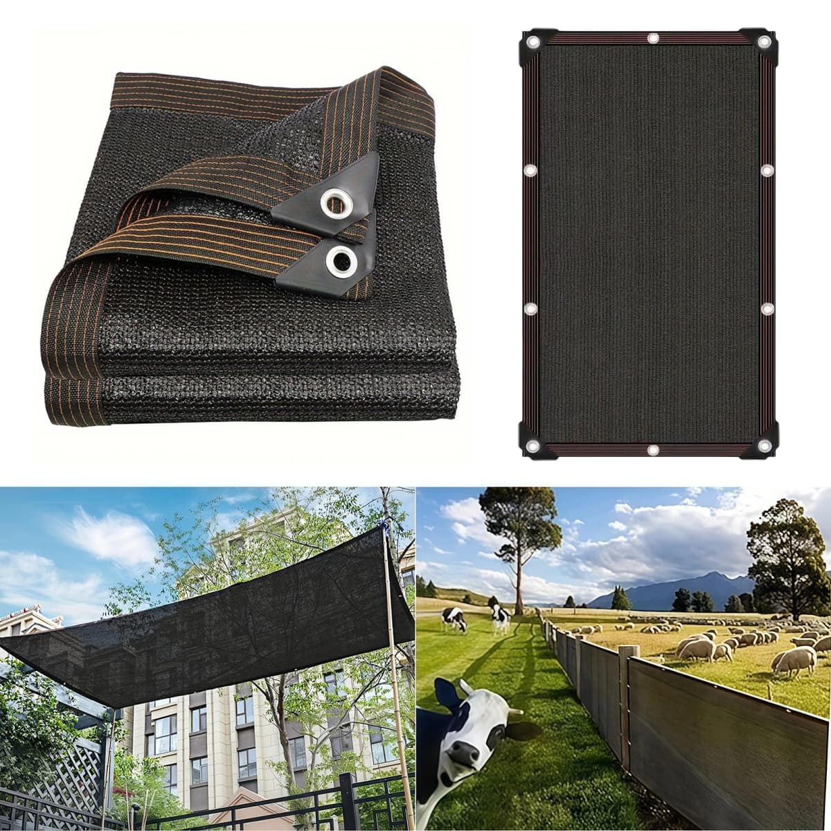 Easy to Install Black Sunshade Net for Balconies, Courtyards and Swimming Pools, Anti-UV Awnings and Greenhouse Sunshade Nets