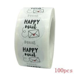 50-500pcs Happy Mail Stickers Scrapbooking1 Inch Round Kraft Stickers Seal Labels Envelope Packaging Labels Stationery Sticker